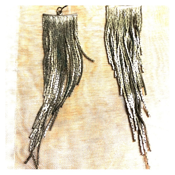 Jewelry - Gorgeous Steele Metal, Long Glam Fringe Earrings